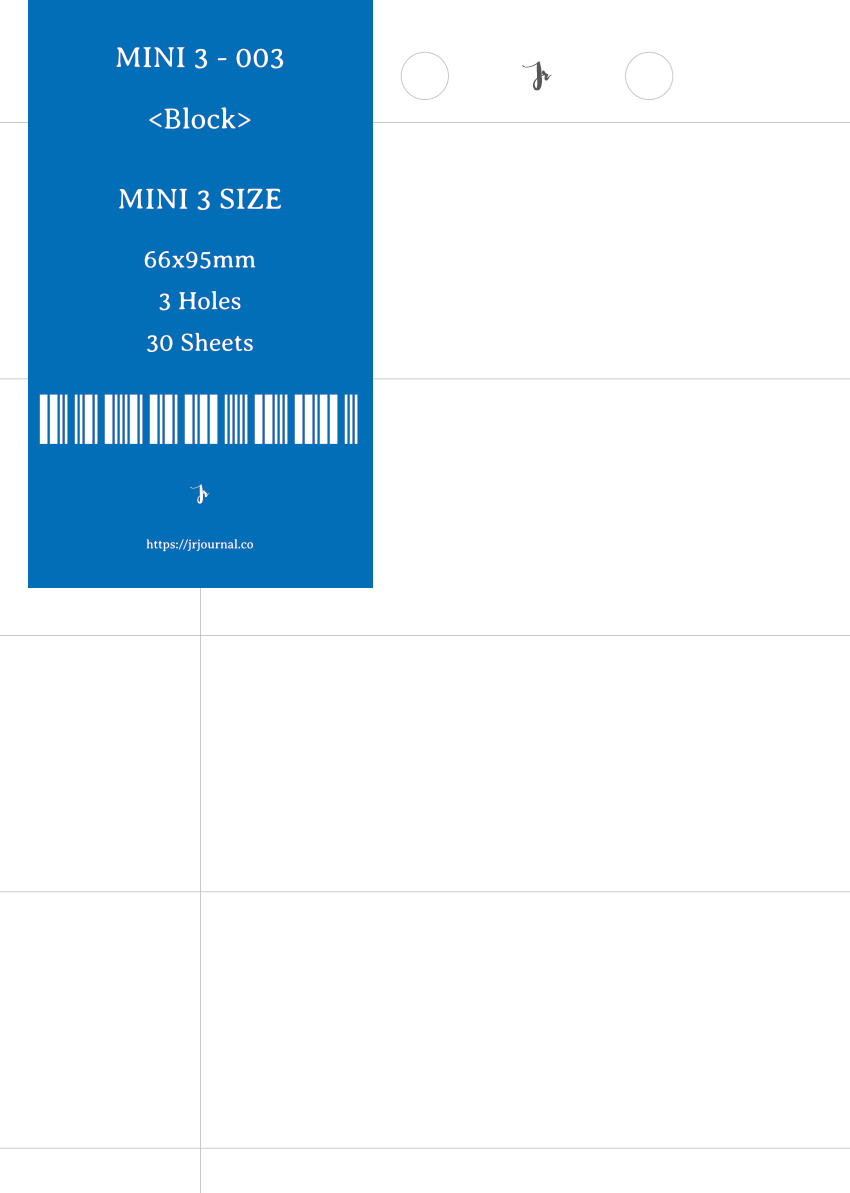 Mini3 / Binder Paper Refill / 30 Sheets / 3 Designs
