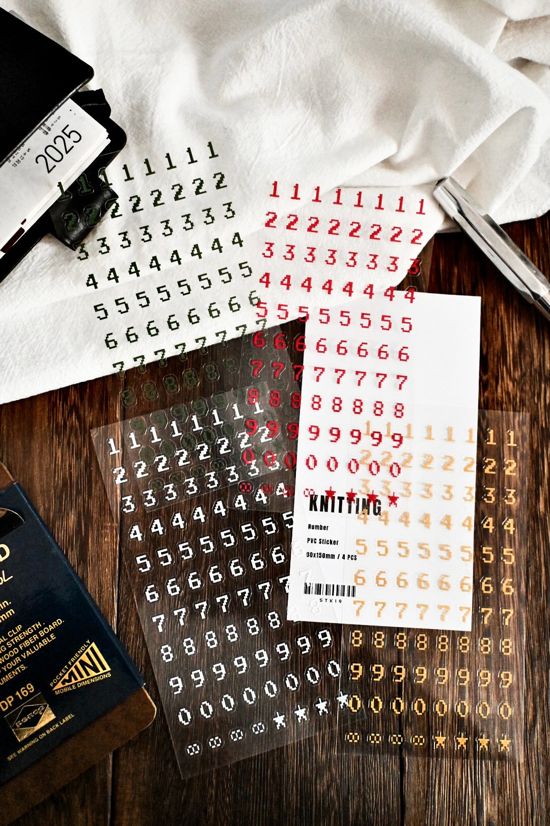 Knitting / Alphabet / Number / Sticker Set / 4pcs