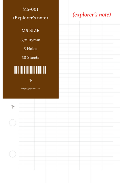 M5 Mini5 / Binder Paper Refill / 30 Sheets / 3 Designs