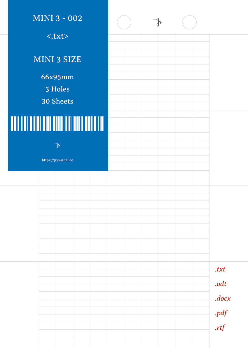 Mini3 / Binder Paper Refill / 30 Sheets / 3 Designs