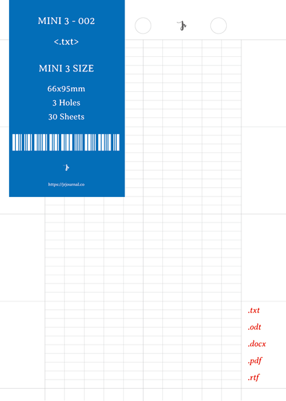 Mini3 / Binder Paper Refill / 30 Sheets / 3 Designs