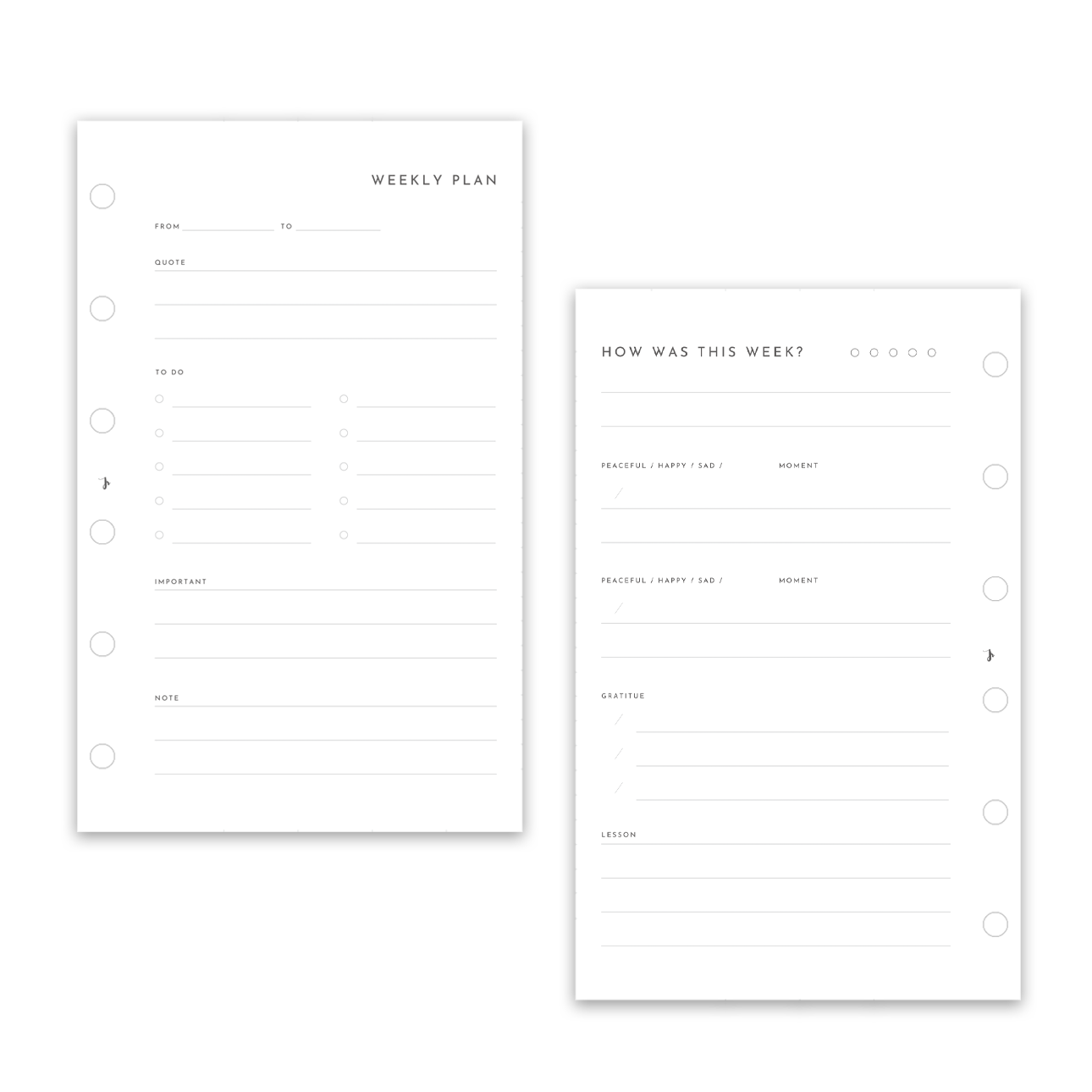 A7 Pocket / Binder Paper Refill / 50 Sheets / 5 Designs