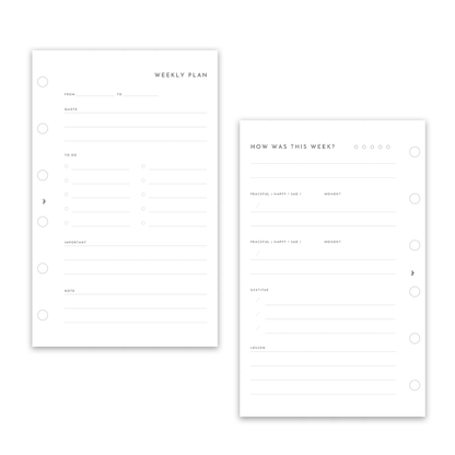 A7 Pocket / Binder Paper Refill / 50 Sheets / 5 Designs