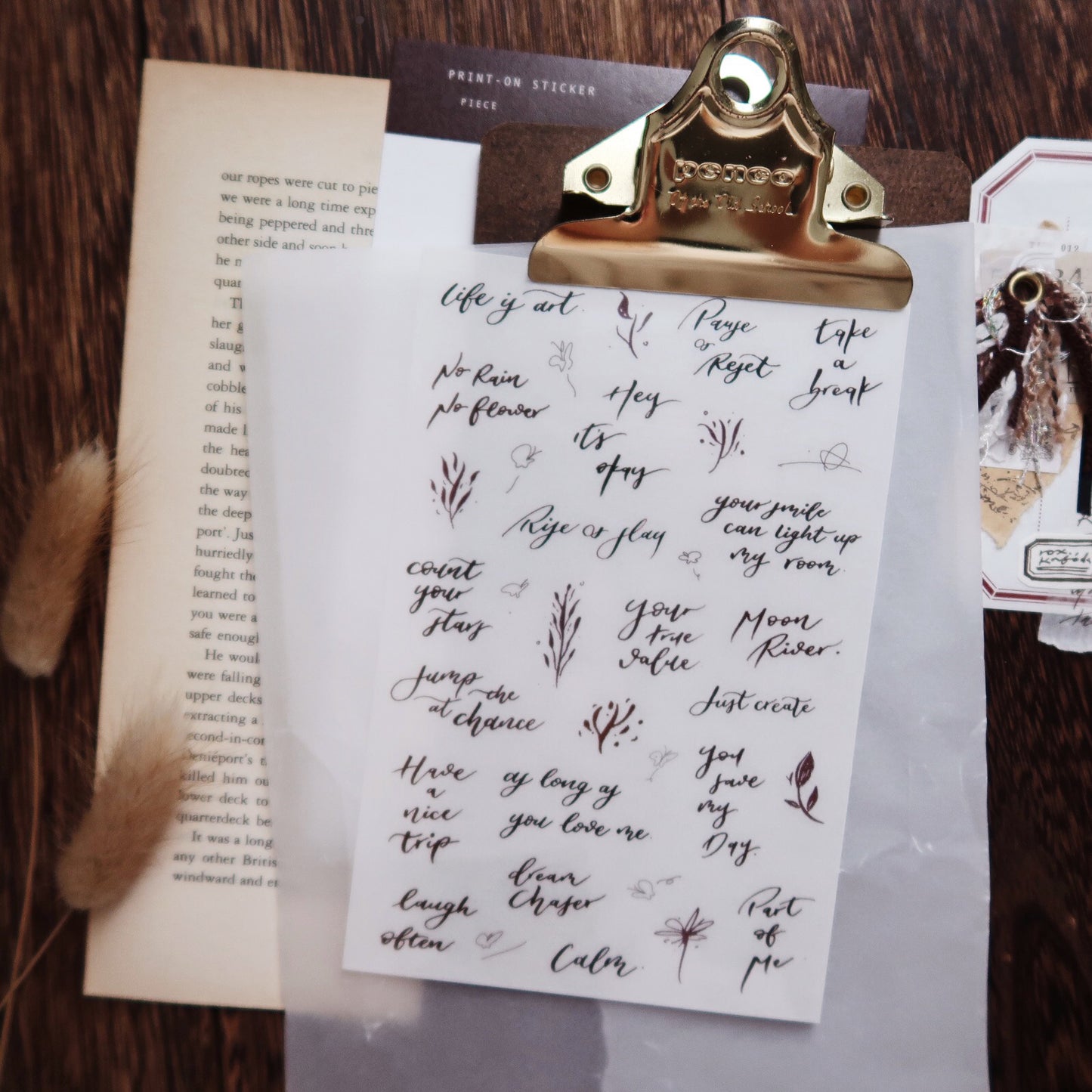 Transfer Rub on Stickers / Dip Pen Handwriting / 2pcs