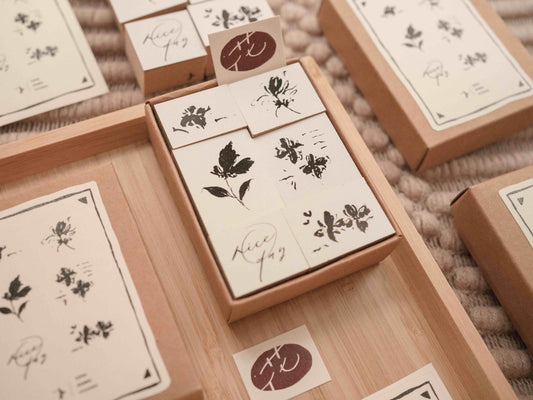 Floral Wooden Stamp Set