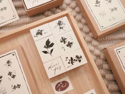 Floral Wooden Stamp Set