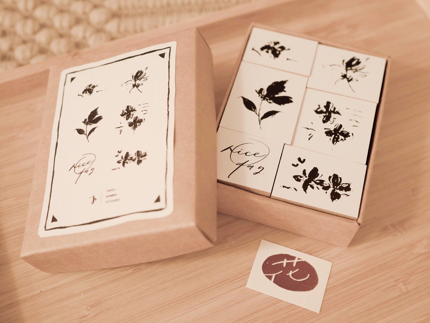 Floral Wooden Stamp Set